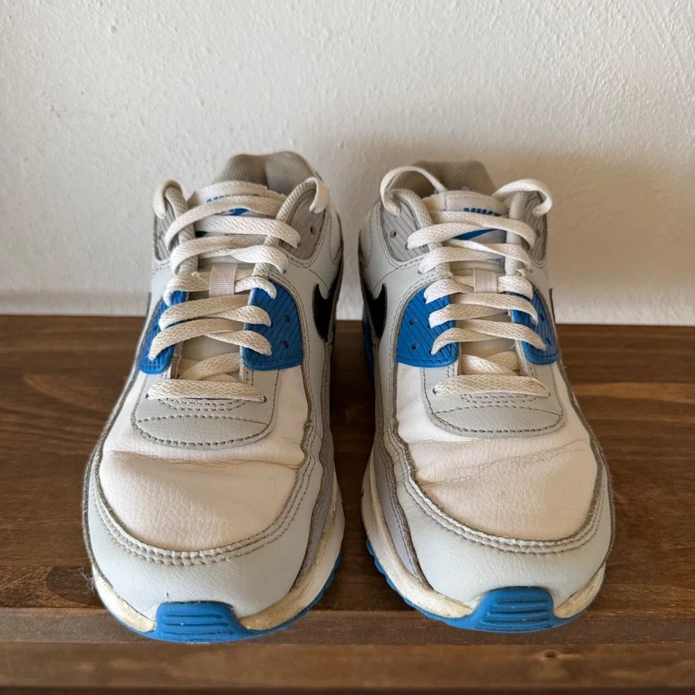 Nike Air Max 90 Sneakers GS Youth 6.5Y White Blue Black CD6864-127